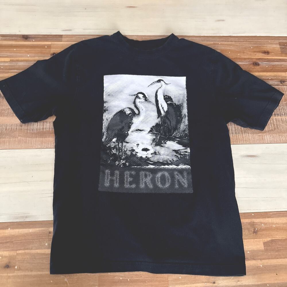 Heron Preston Mens Black Halftone Heron Graphic Tee Size M